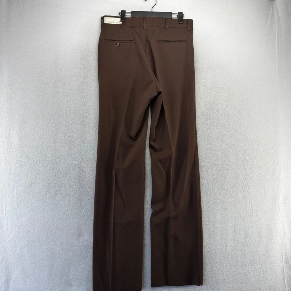 Vintage 70s Dress pants Men's Fits 32x36 Brown Double Knit Talon Slacks Trousers